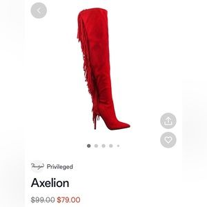 Privileged Axelion Red Vegan Suede Fringe Boots 11 TRUE TO SIZE